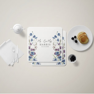 Serviette En Papier Dusty Royal Blue Purple Bloom Mariage