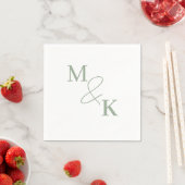 Serviette En Papier Dusty Sage Green Ampersand Monogram Mariage Napkin (En situation)