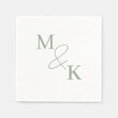 Serviette En Papier Dusty Sage Green Ampersand Monogram Mariage Napkin (Devant)