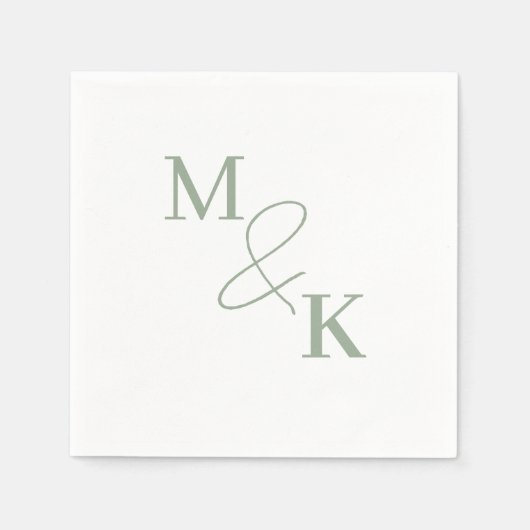 Serviette En Papier Dusty Sage Green Ampersand Monogram Mariage Napkin (Devant)