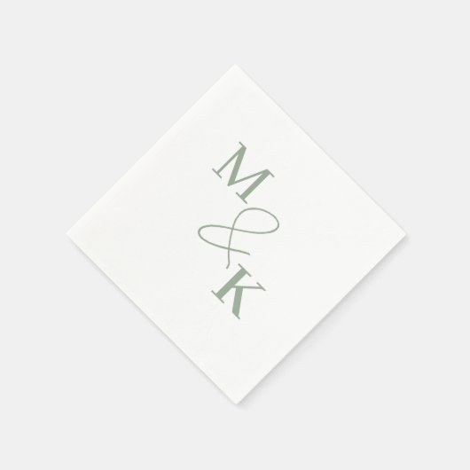 Serviette En Papier Dusty Sage Green Ampersand Monogram Mariage Napkin (Coin)