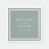 Serviette En Papier Dusty Sage Green | Mariage personnalisé classique (Devant)