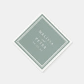 Serviette En Papier Dusty Sage Green | Mariage personnalisé classique (Coin)