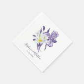 Serviette En Papier Dusty violet Iris blanc marguerite Mariage botaniq (Coin)