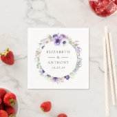 Serviette En Papier Dusty Violet Pastel Floral Mariage (En situation)