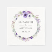 Serviette En Papier Dusty Violet Pastel Floral Mariage (Devant)