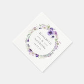 Serviette En Papier Dusty Violet Pastel Floral Mariage (Coin)