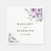 Serviette En Papier Dusty violet Rustique Mariage floral (Devant)