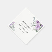 Serviette En Papier Dusty violet Rustique Mariage floral (Coin)