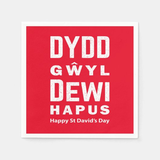 Serviette En Papier Dydd Giles Dewi Hapus Joyeux St Davids Jour 4 (Devant)
