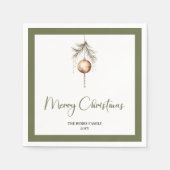 Serviette En Papier Earth Tone Christmas Bauble Script Family Napkins (Devant)