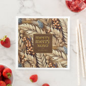 Serviette En Papier Earth Tones Christmas Joyeux Motif#21 ID1009 (En situation)