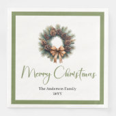 Serviette En Papier Earthy Bohemian Simple Christmas Wreath Party   (Devant)