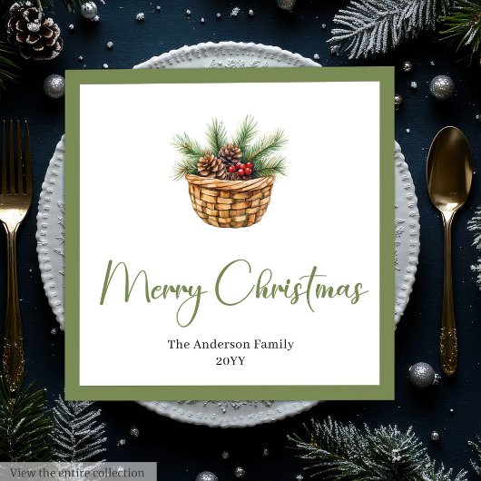 Serviette En Papier Earthy Boho Botanical Christmas Bouquet Table 