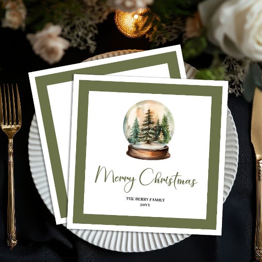 Serviette En Papier Earthy Christmas Ball Minimal Script Name Napkins