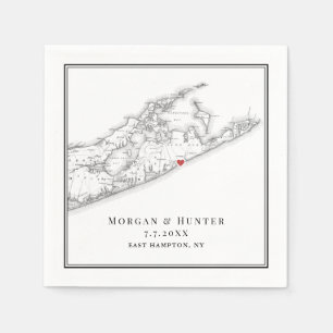 Serviette En Papier East Hampton NY Elegant Mariage noir et blanc