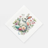 Serviette En Papier Easter Aquarelle Lapin, Oeufs & Fleurs (Coin)