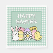 Serviette En Papier Easter Brunch & Egg Hunt Green Gingham  (Devant)