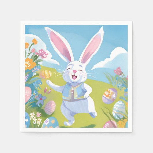 Serviette En Papier Easter Bunny | Cute Easter Pastel Wildflower (Devant)