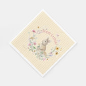 Serviette En Papier Easter Bunny Pastel Wildflowers w Yellow Ribbons (Coin)