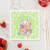 Serviette En Papier Easter Spring Daisy Bunny  (En situation)
