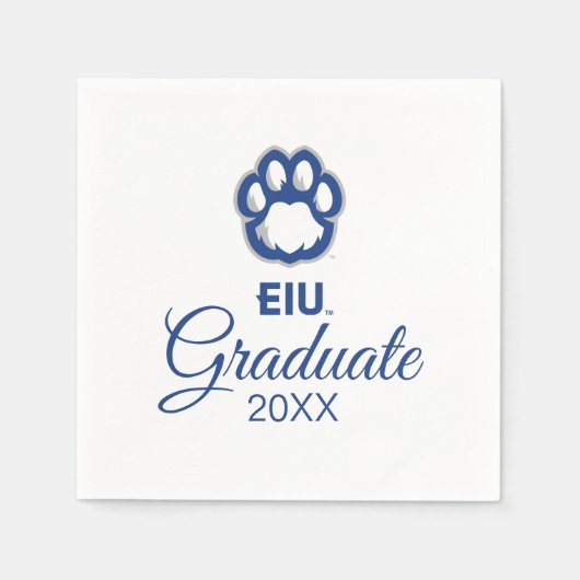 Serviette En Papier Eastern Illinois Panthers Empreinte de patte & EIU (Devant)
