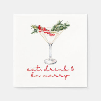 Serviette En Papier Eat, Drink, and Be Merry Christmas 