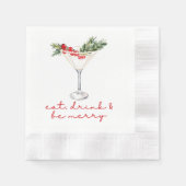 Serviette En Papier Eat, Drink, and Be Merry Christmas  (Devant)