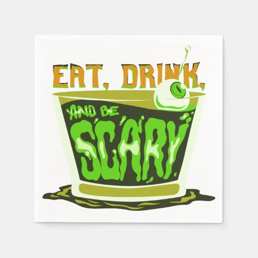 Serviette En Papier Eat drink and be scary (Devant)