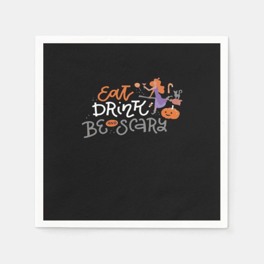 Serviette En Papier Eat Drink And Be Scary Funny Quote Modern Look (Devant)