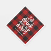 Serviette En Papier Eat Drink & Be Merry Red Buffalo Plaid Christmas (Coin)