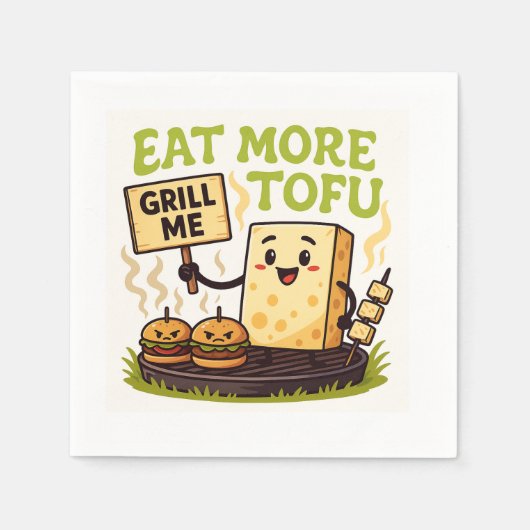 Serviette En Papier Eat More Tofu – Grill Me Instead BBQ Protest (Devant)