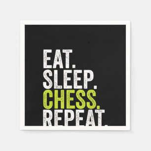 Serviette En Papier Eat Sleep Chess Joueur Répéter Planche Jeu Garçon