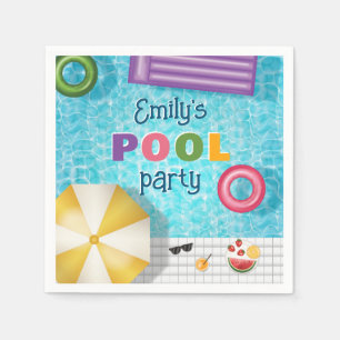 Serviette En Papier Eau colorée de piscine en été Fête au bord de la p