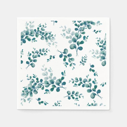 Serviette En Papier Eau-couleur eucalyptus verdure (Devant)