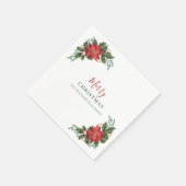 Serviette En Papier Eau de gouache botanique de Noël Script Fêtes (Coin)