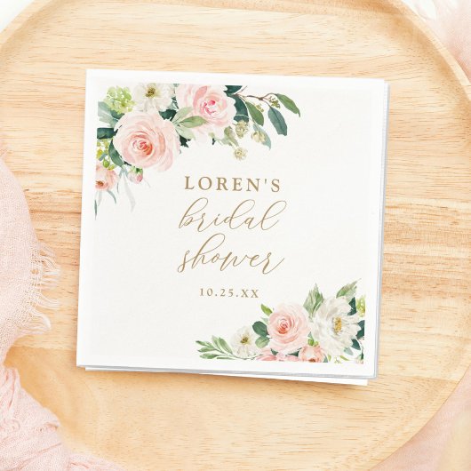 Serviette En Papier Eau de rose élégante floral aquarelle Baby Shower