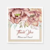 Serviette En Papier Eau en terre cuite fleurs florales beige mariage (Devant)