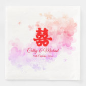 Serviette En Papier Eau mariage rouge de Chine fleurs de cerisier (Devant)