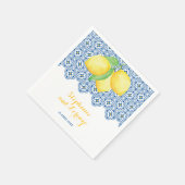 Serviette En Papier Eau méditerranéenne Citrons Carrelage bleu Mariage (Coin)