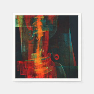 Serviette En Papier Eau Orange Rouge Bleu moderne Art Abstrait Motif
