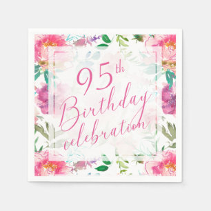 Serviette En Papier Eau tropicale rose florale aquarelle 95e anniversa