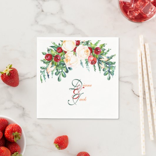 Serviette En Papier Eaux roses et Berry (En situation)