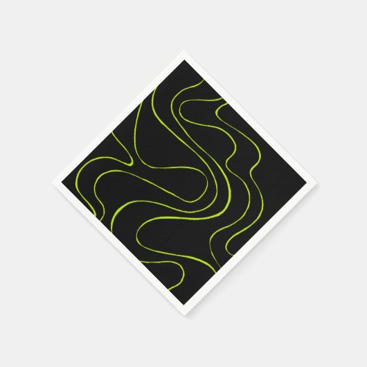 Serviette En Papier Ebb et flux 2 en Lime vert et noir (Coin)
