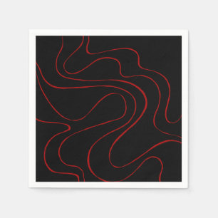 Serviette En Papier Ebb et flux 2 en rouge et noir