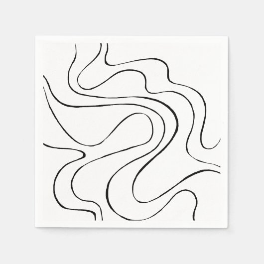 Serviette En Papier Ebb et flux 2 - Noir et blanc (Devant)