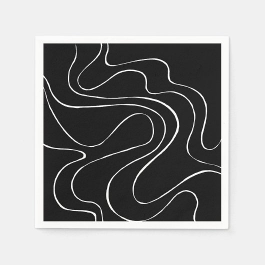 Serviette En Papier Ebb et flux 2 - Noir sur blanc (Devant)