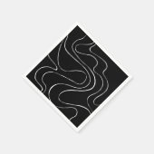Serviette En Papier Ebb et flux 2 - Noir sur blanc (Coin)