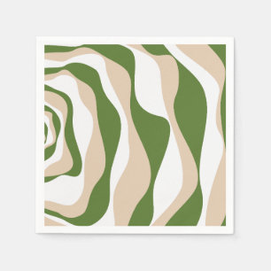 Serviette En Papier Ebb et flux 4 - Blanc, Sable et Palm Green