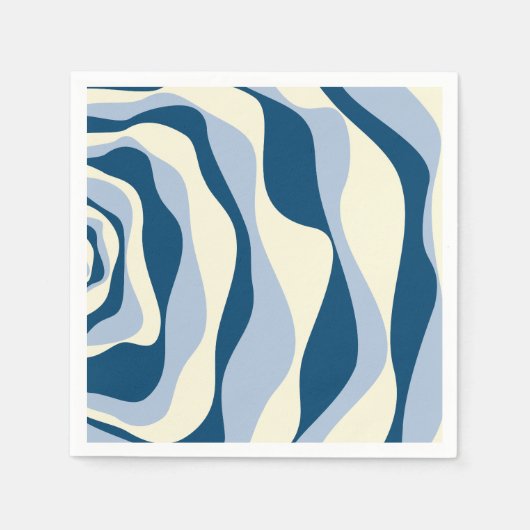 Serviette En Papier Ebb et flux 4 - Bleu foncé, Bleu clair et Crème (Devant)